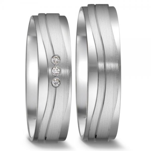 Trauringe Weissgold von Weidner 62614 + 72614